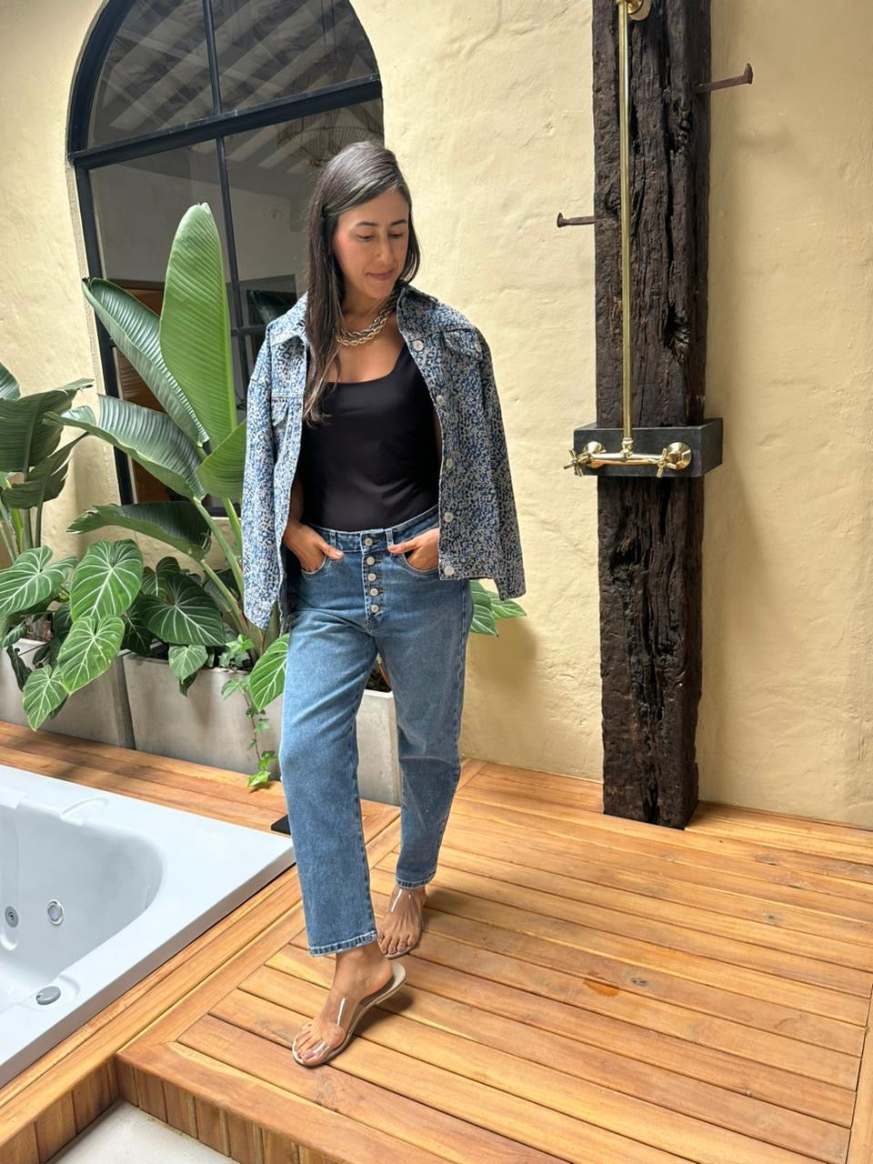 CHAQUETA ANIMAL PRINT AZUL