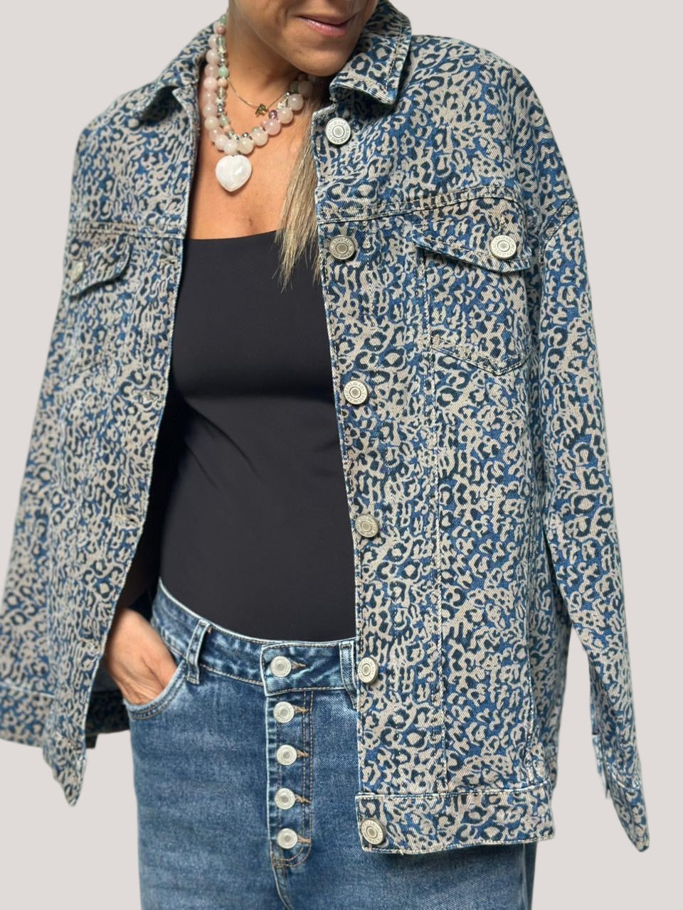 CHAQUETA ANIMAL PRINT AZUL