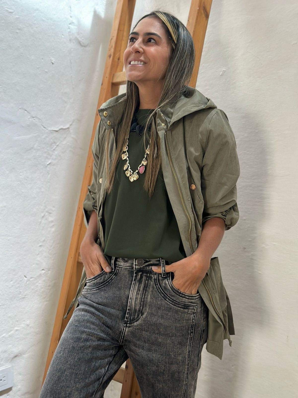CHAQUETA LARGA VERDE