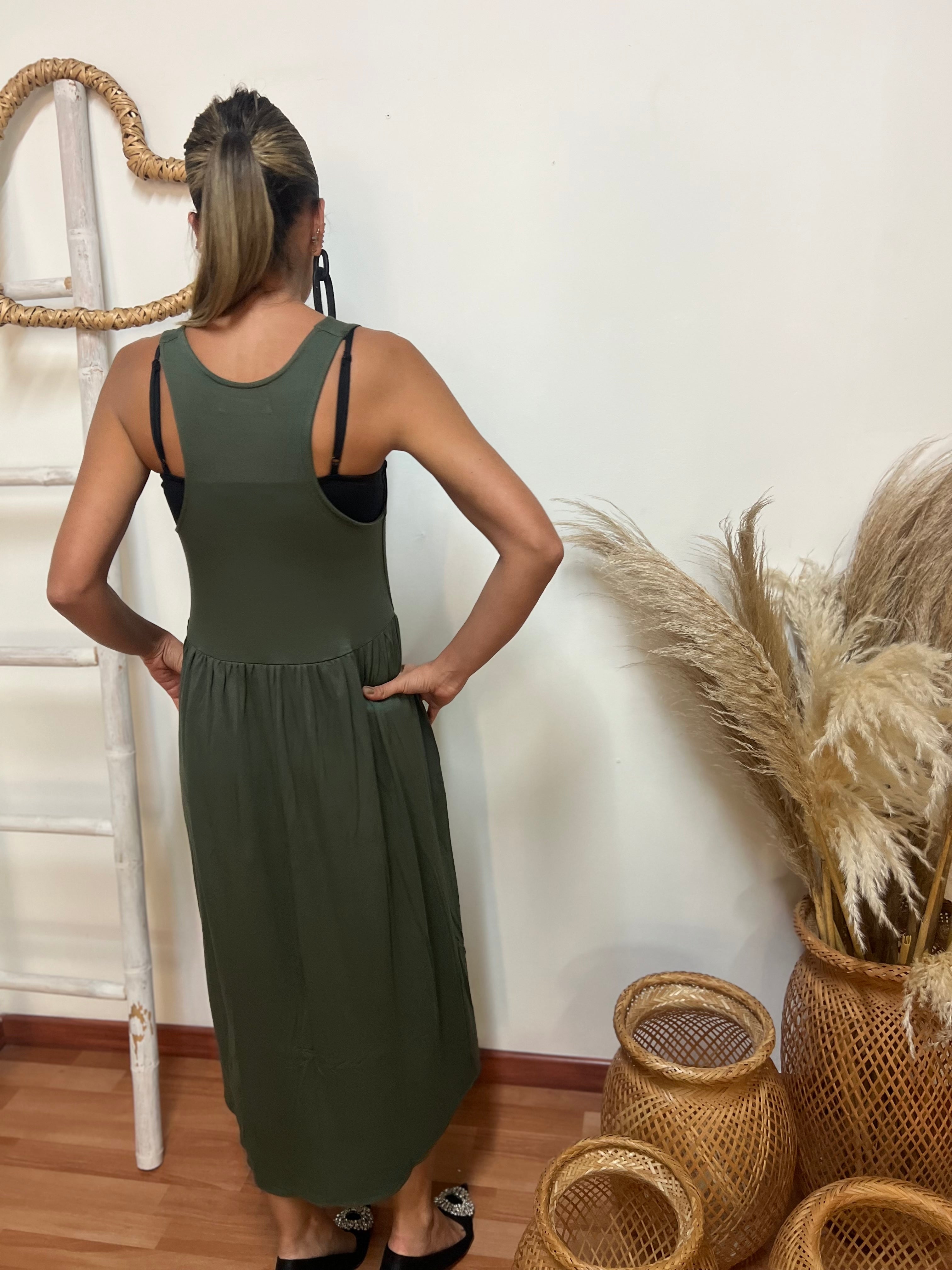 vestido verde midi